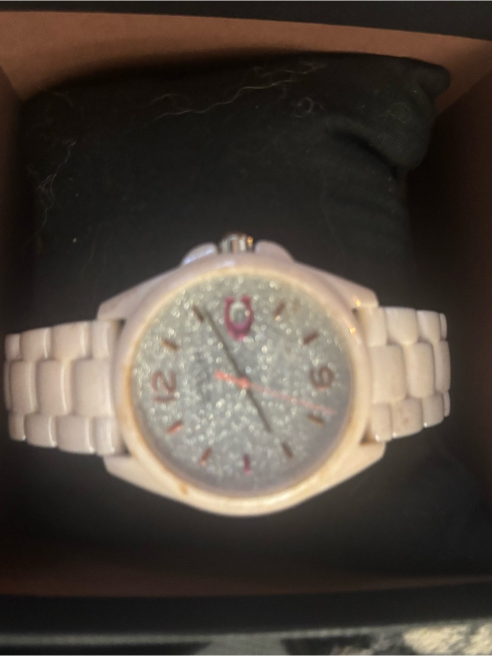 Coach Pink Glitter Dial Ceramic Bracelet Watch